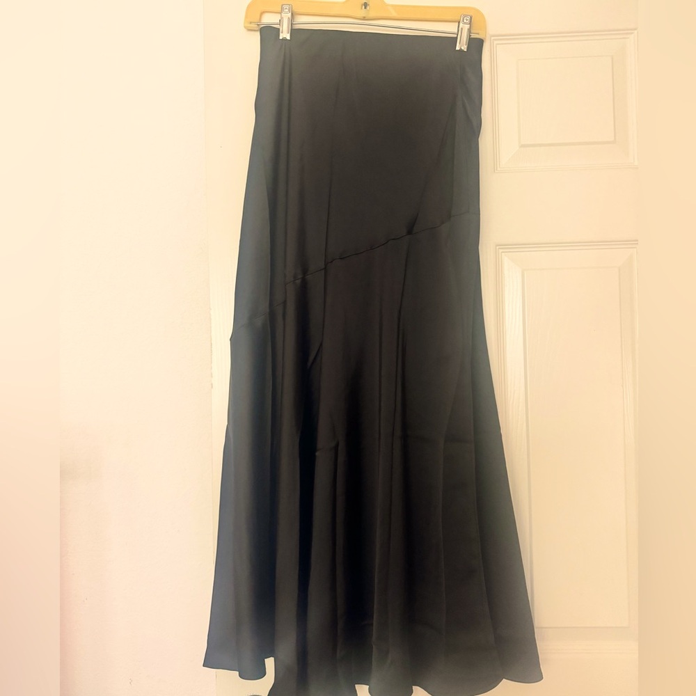 Black Asymmetrical Trumpet Maxi Skirt for Work